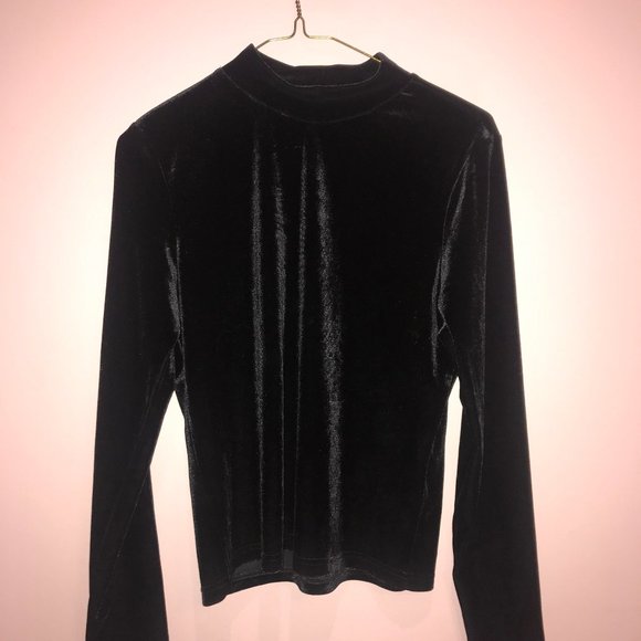 Velvet Mock Neck Shirt - Picture 1 of 3